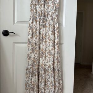 Abercrombie & Fitch White and Brown Floral Maxi Dress